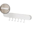 thumbnail image 1 of Wall Mounted Utensil Hanger Rack with 6 Hooks Cookware Hanging Shelf Sticky for Brushes Ties Kitchen Bedroom(White), 1 of 4