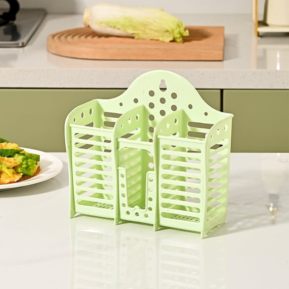 Wall Mounted Utensil Holder, Plastic Cutlery Basket for Kitchen Counter, Office, Camping, Picnic, Party, Blue Green Orange Red