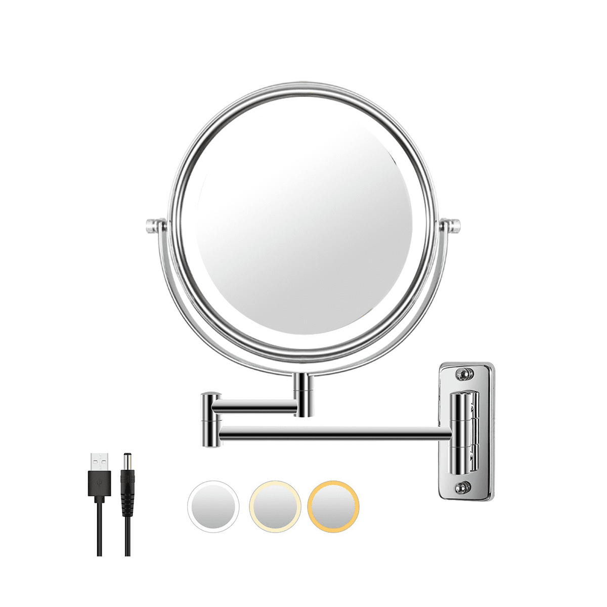 Wall Mounted Vanity Mirror 1/10X Magnifier 8 Inch Swivel