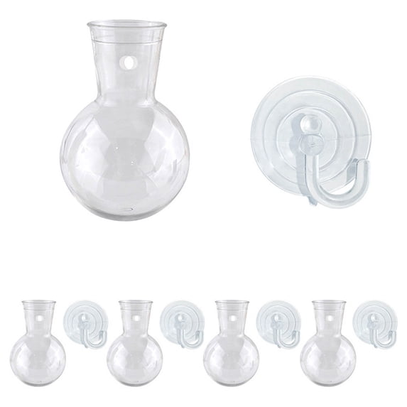 Wall Mounted Vase for Living Room Decor, Clear Acrylic Hydroponic Vase with Suction Cup, Hanging Flower Pot for Plants, Space Saving Home Decoration