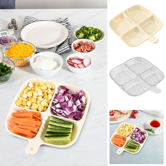 Wall Mounted Vegetable Preparation Tray, Hot Pot Soy Dipping Side Dishes Storage Organizer, Multi-Compartment Kitchen Seasoning and Condiment Holder, Space Saving Plastic, 20x17x2.5cm