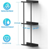 Wall Mounted Vertical Towel Rack with Shelf, Black Large Size Holds Up to 6 Large Bath Sheets