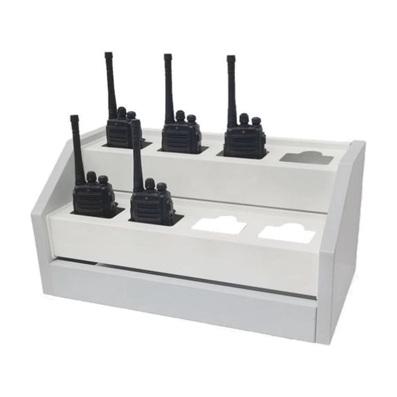 Wall Mounted Walkie Talkie Holder - Universal Handheld Radio Organizer With Multi Grids & Microphone Hanger, Heavy Duty Storage Rack For Home & Office