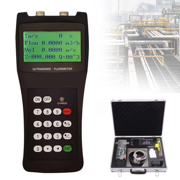Wall Mounted Water Flow Meter - Portable Ultrasonic Liquid Flow Meter Portable Liquid Flowmeter Tester Waterproof IP67 LCD Display W/TUF-2000SW+TM-1 Transducer for Pipe Size DN50~DN700mm Indusrtrial