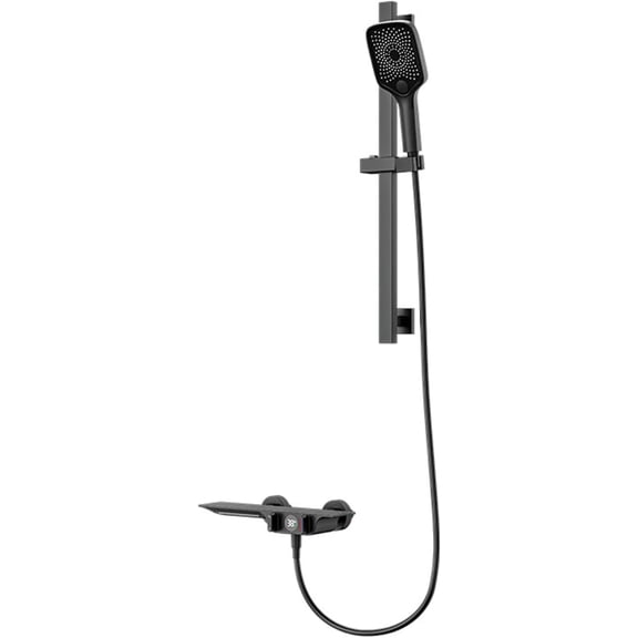 Wall Mounted Waterfall Bath Taps with Shower Brass Multifunction Bathroom Bath Tap Shower Set-Grey