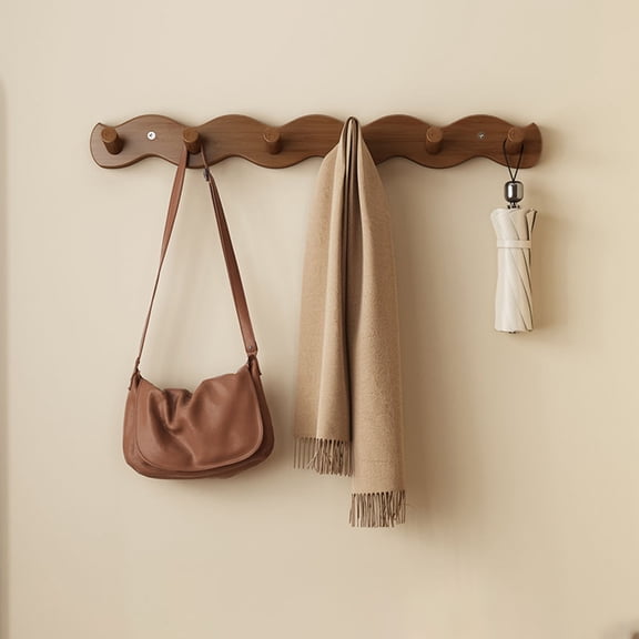 Wall Mounted Wave Style Hook Rack with 6 Hooks, Rustproof Heavy Duty Organizer for Bathroom, Kitchen and Living Room, Perfect for Hanging Towels