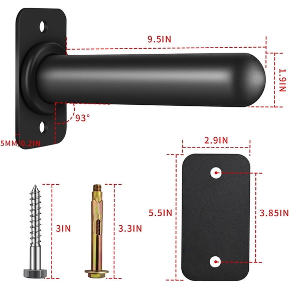 Wall Mounted Weight Plate Holder for 2" Olympic Plates, Heavy Duty Steel Weight Rack Storage, Space Saving Wall Mount Home Gym Organizer (4 Packs, 2 Inch Rounded End)