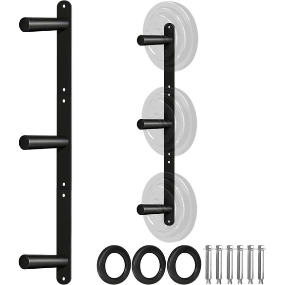 Wall Mounted Weight Plate Holder - Fit 2inch Olympic Weight Plates, Protective Rubber Pad