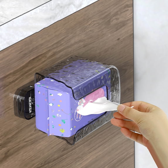 Wall Mounted Wet Wipes Dispenser | Vacuum Suction Cup Storage Box for Bathroom & Kitchen | Transparent Plastic Organizer for Tissues, Face Wash, & Toiletries | Space Saving Home Solution