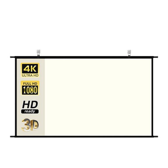 Wall Mounted White Grid Projector Screen Anti-light 60 84 100 120 Inch Office Party Home Projection Curtain ,Wrinkle-Free