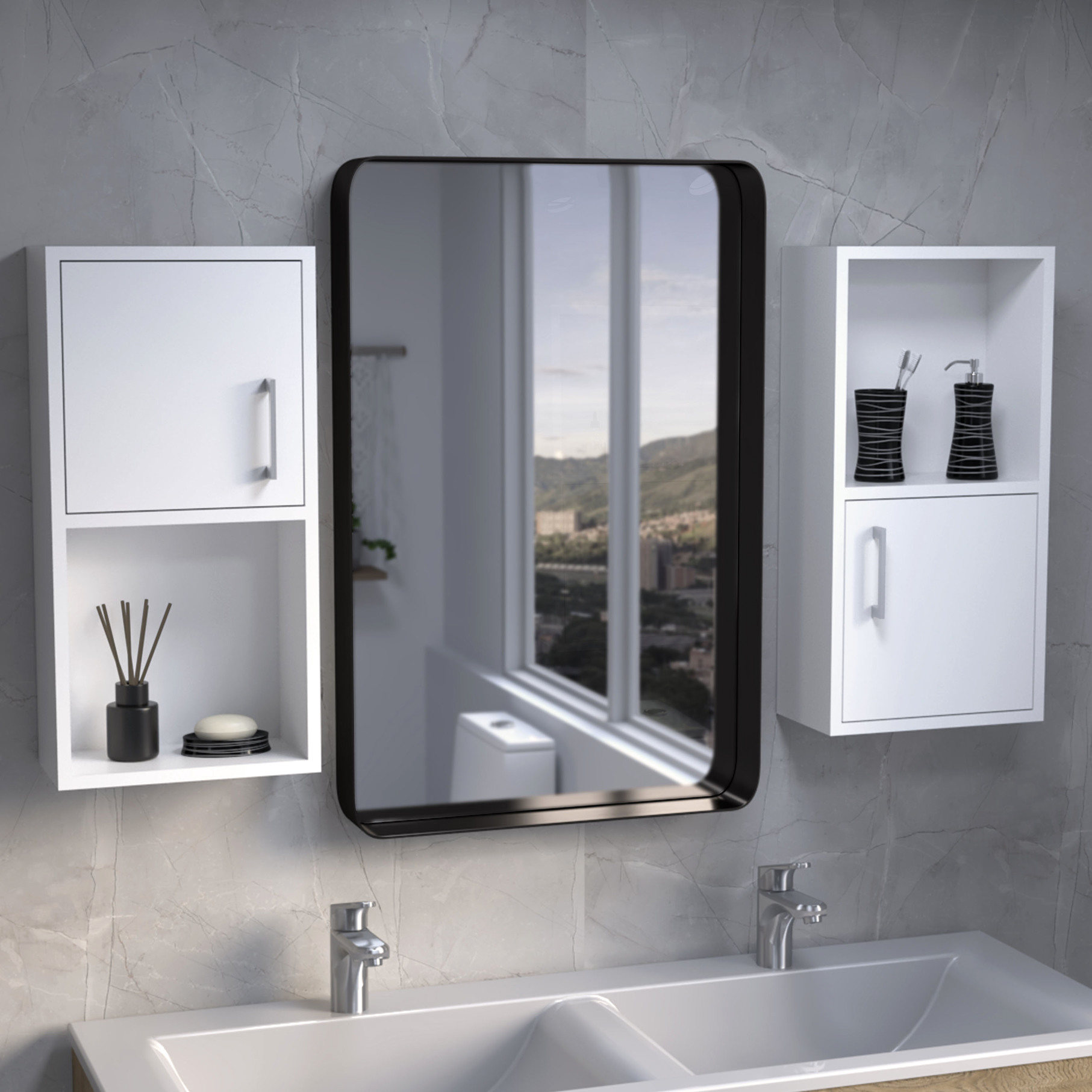Wall Mounted White Storage for Bathroom | Compact Size and Two Shelves ...
