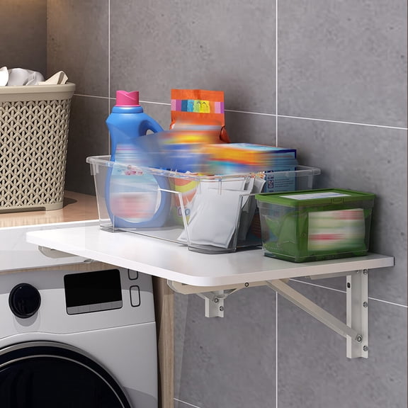Wall Mounted White Table With 2* Folding Brackets for Many Places Bedrooms, Kitchens, and Study Rooms 23.62*15.74in