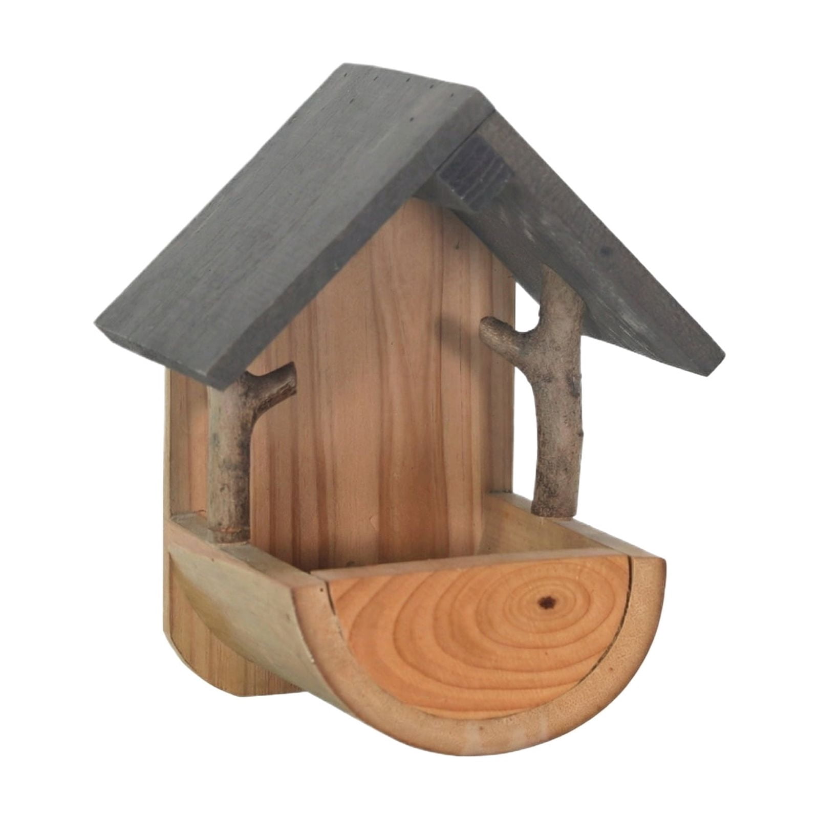 Wooden Bird Feeder Wall Mounted, Large Capacity Outdoor Hanging Bird Feeder with Rear Mounting Hole for Patio Yard, Decorative Wood Bird House Garden Ornament