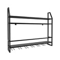 thumbnail image 1 of Wall Mounted Wine Glass Storage Rack Bar Wine Display Shelves Bottle Holder Steel Black, 1 of 7
