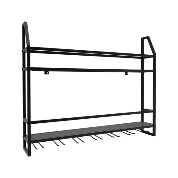 Wall Mounted Wine Glass Storage Rack Bar Wine Display Shelves Bottle Holder Steel Black