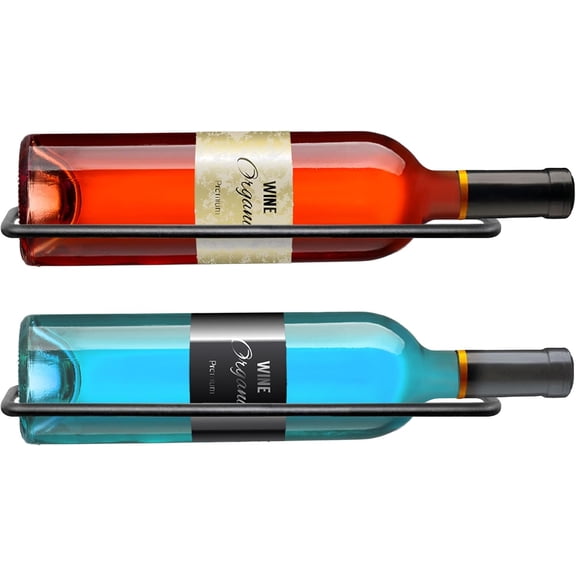 Wall Mounted Wine Rack: 2 Bottle Wall Mount Wine Rack - Metal Wine Bottle Holder Hanging Wine Display and Storage Liquor Racks for Wine Cellar Home Kitchen Bar Decor