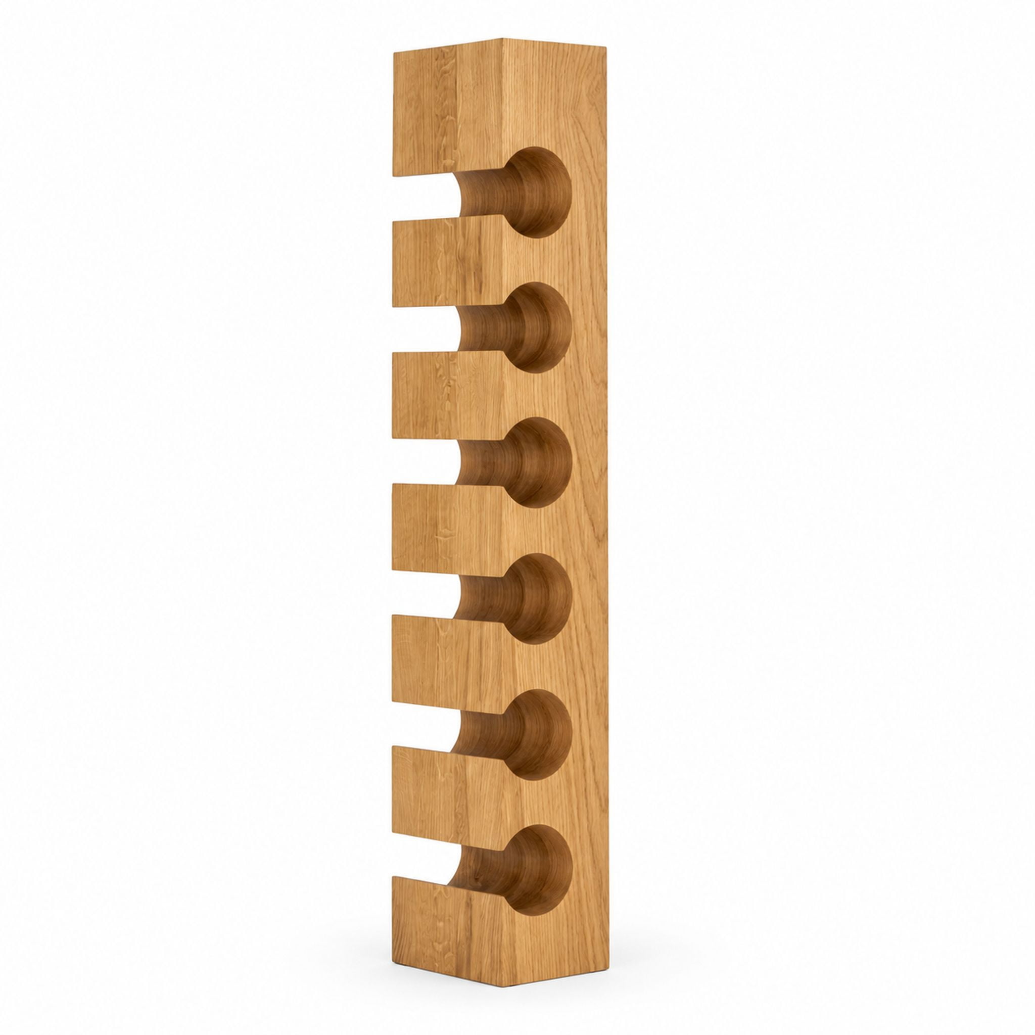 Wall-Mounted Wine Rack, 6-Bottle Holder, Natural Oak Solid Wood, 4.72L ...