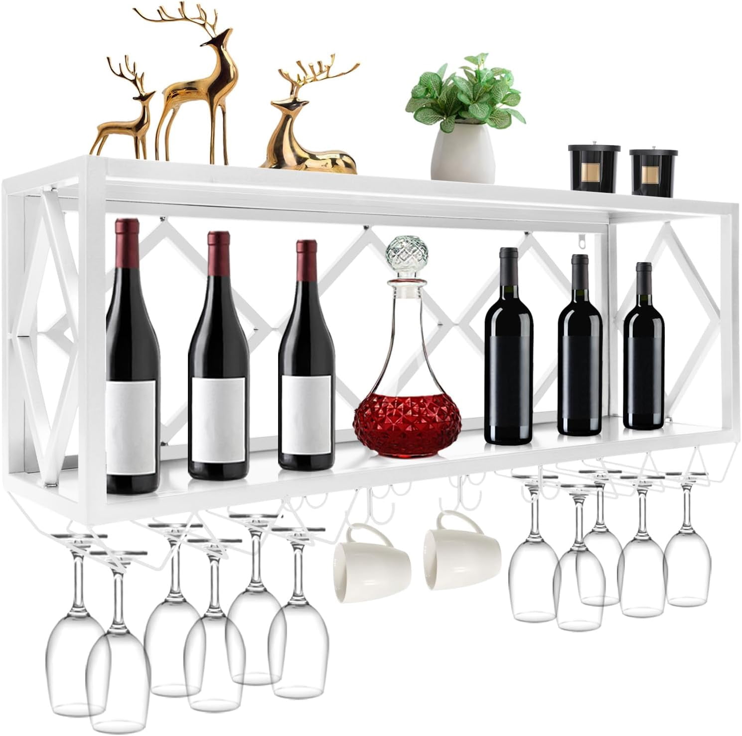 Wine Partition Wall Rack Wall-Mounted Wine Rack Bar Unit Floating Shelves Wine Glass Rack ...