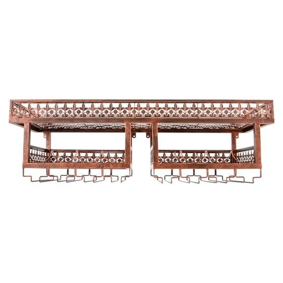 Wall Mounted Wine Rack Inrial 3-Tier Wall Mount Wine Rack Bar Kitchen Dining Wine Storage About 8 Bottles 24 Glasses Bronze Cabinet for Home Restaurant Pantry