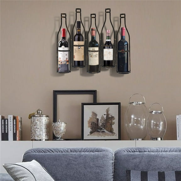 Wall-Mounted Wine Racks Metal Wine Rack, Vintage Wine Rack Hanging Wine Glass Rack Wall Mounted Bronze Wine Rack Retro Wine Rack for Bar Kitchen Dining Room