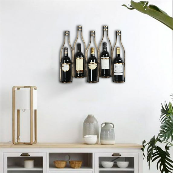5-Bottle Wine Rack Metal Wall Mounted Wine Storage Holder Display Stand Kitchen