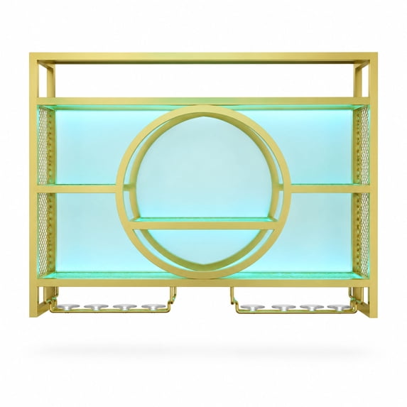 Wall Mounted Wine and Liquor Bottle Display Shelf with LED Light and ...