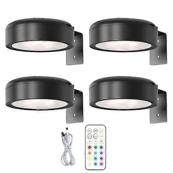 Wall Mounted Wireless Picture Light with Remote Control Dimmable Battery Powered Adjustable 13-Color RGB Painting Light - Perfect Black