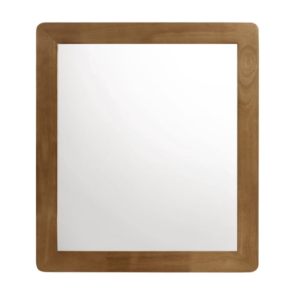 Wall Mounted Wood Frame Mirror for Dresser, Vanity Mirror with Walnut Finish, 27.36W x 31.5H
