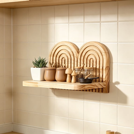 Wall Mounted Wooden Board Floating Shelf Rustic Organizer For Bedroom Living Room Decor