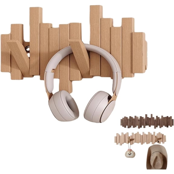 Wall-Mounted Wooden Coat Rack Piano Key Style Design, Entryway Wall Storage with Hooks,Entryway Hanging Storage,Unique Modern Hooks for Coats Bag Hat Umbrella (4Hook Up)
