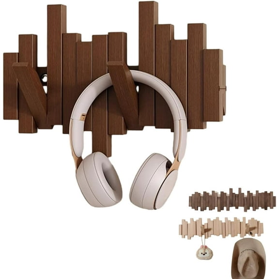 Wall-Mounted Wooden Coat Rack Piano Key Style Design, Entryway Wall Storage with Hooks,Entryway Hanging Storage,Unique Modern Hooks for Coats Bag Hat Umbrella (4Hook Up)