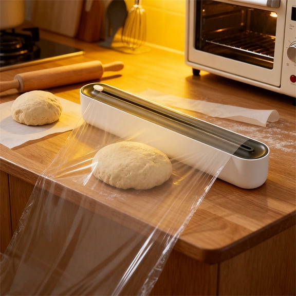 Wall Mounted Wrap Dispenser and Film Cutter with Slide Cutter for Kitchen Organization Organizer for Wrap Aluminum Foil and More