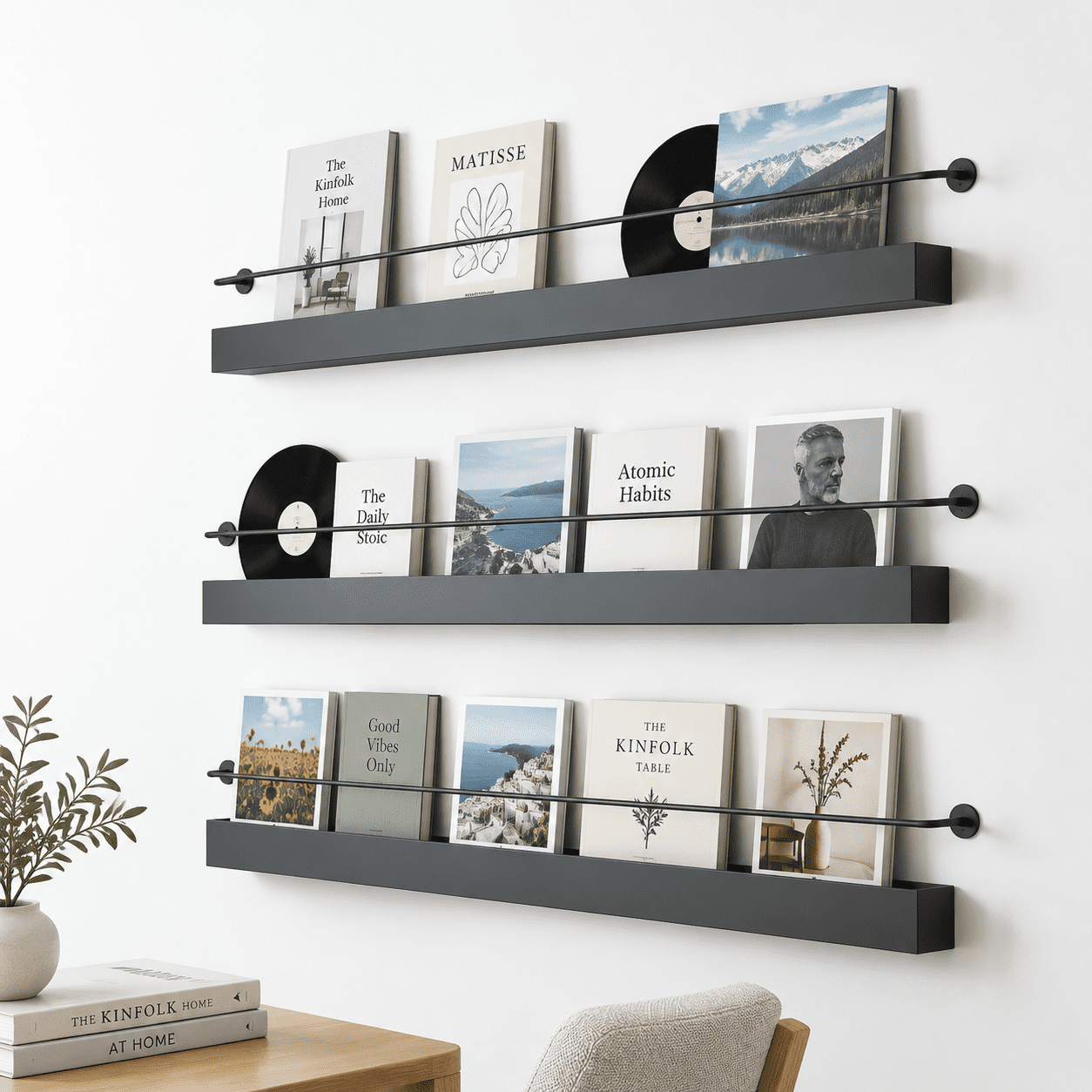Mounted Display Shelf Racks Wall Mountedzine Rack 3 Pack Bookshstordisplay Stand Shelves - Walmart.com