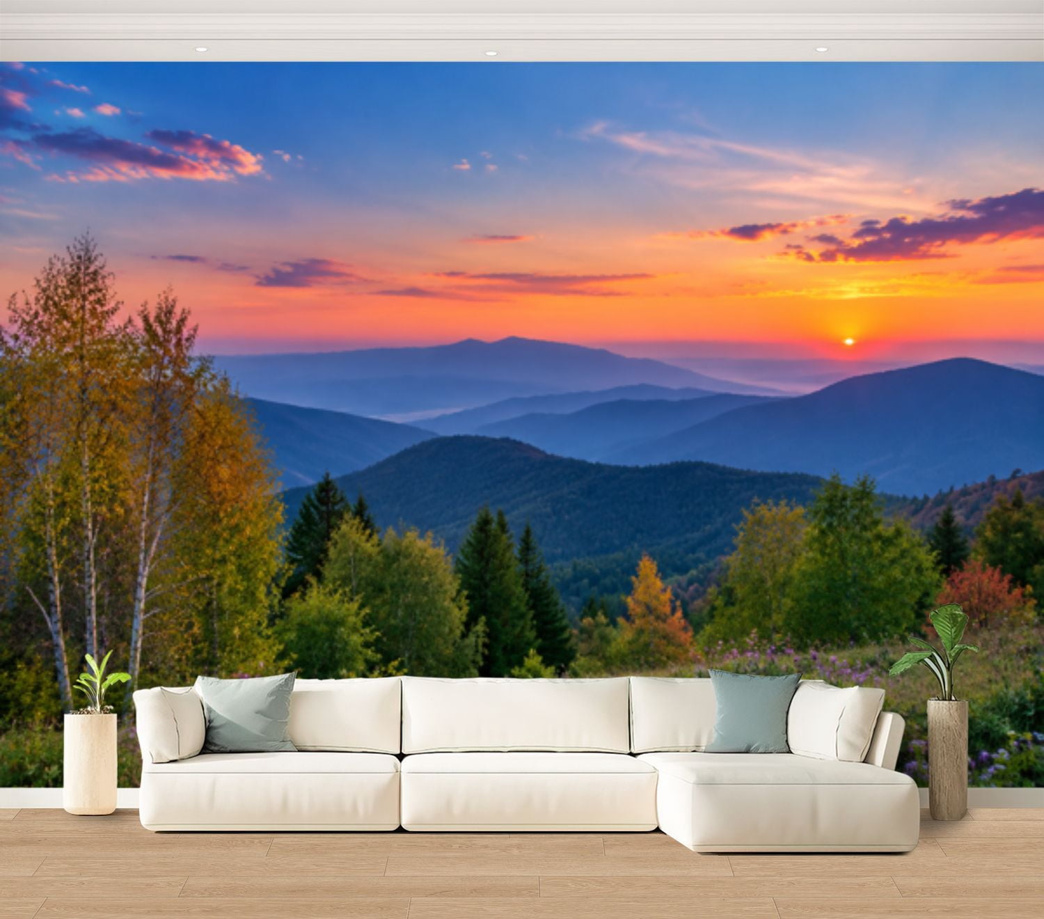 Spring Jewelry Background Wall Mural Blue Ridge Parkway Large Peel and Stick Wallpaper Scenic ...