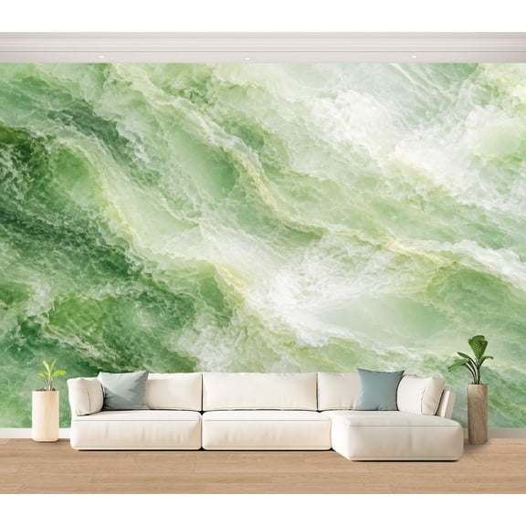 Wall Mural Green marble Green Color Large Peel and Stick Wallpaper Marble Rock Marbled Effect Stone Removable Self-Adhesive Vinyl Wall Decor for Living Room Bedroom Kids Room 100"x144"