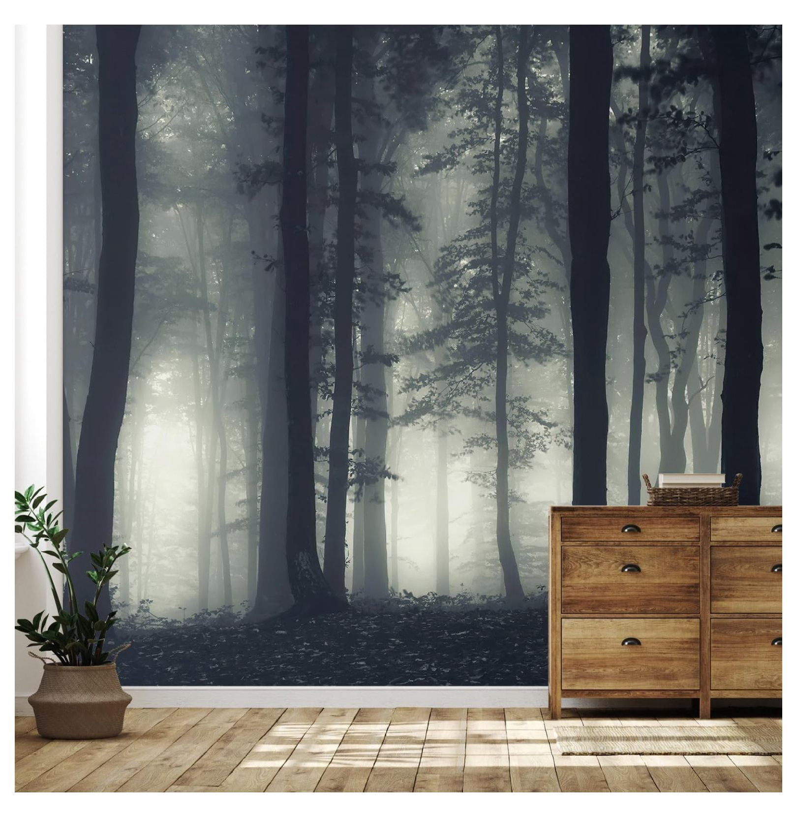 Wall Mural Misty Forest Removable Wallpaper Wall Sticker for Bedroom ...