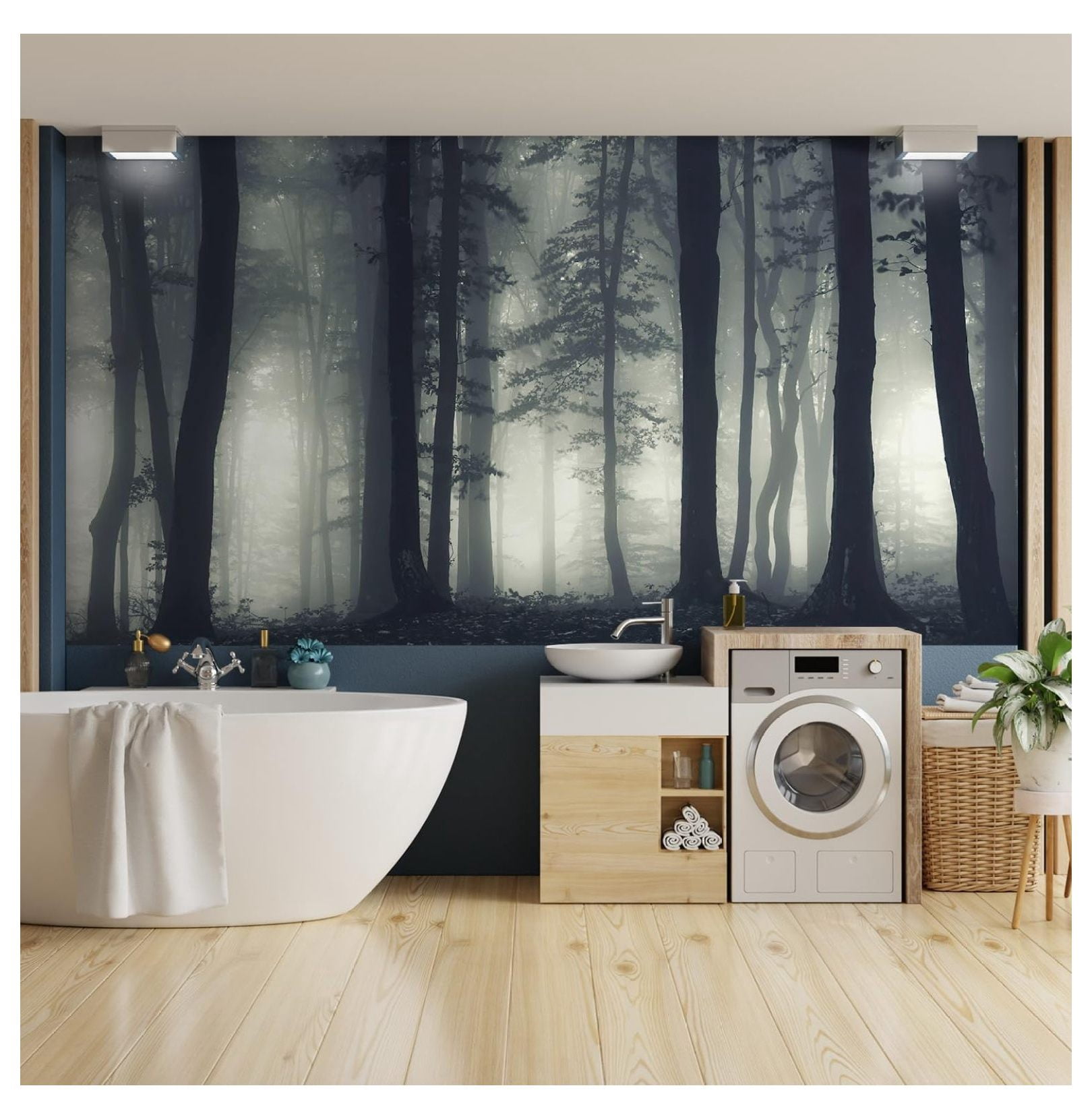 Wall Mural Misty Forest Removable Wallpaper Wall Sticker for Bedroom ...