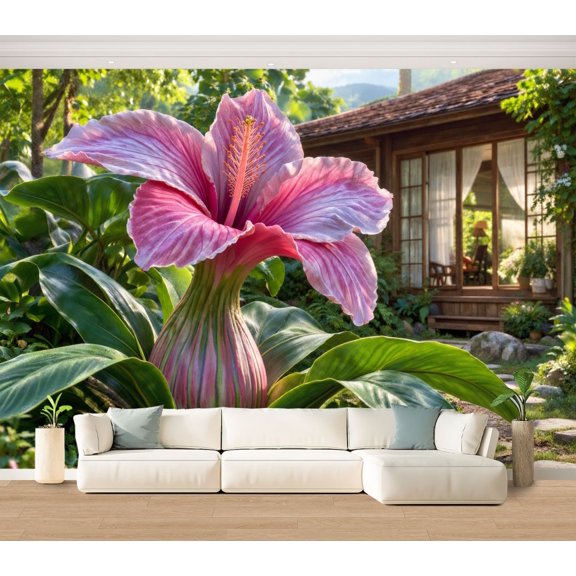 Wall Mural Misty Mossy Bonsai Tree Large Peel and Stick Wallpaper Surrounded by Green Foliage Vibrant Removable Self-Adhesive Vinyl Wall Decor for Living Room Bedroom Kids Room 100"x144"