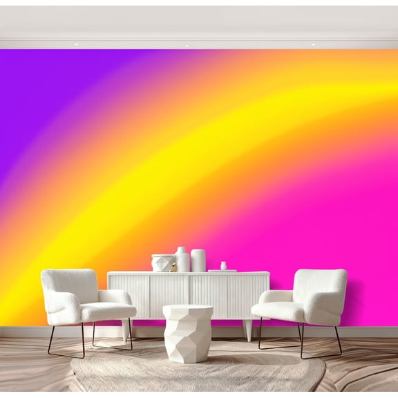 Wall Mural Peel and Stick Abstract Gradient Rainbow Purple Yellow Pink Hues Self-Adhesive Wallpaper Removable Wall Decal Wall Sticker Home Decor for Living Room Bedroom 69"x96"
