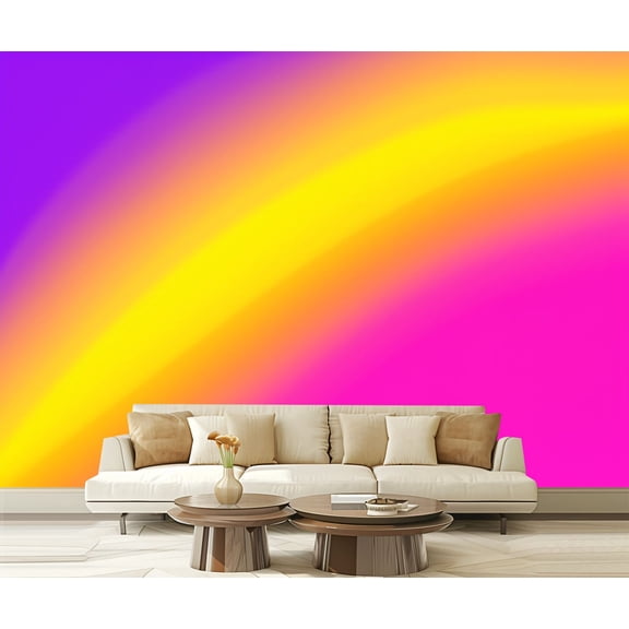 Wall Mural Peel and Stick Abstract Gradient Rainbow Purple Yellow Pink Hues Self-Adhesive Wallpaper Removable Wall Decal Wall Sticker Home Decor for Living Room Bedroom 100"x144"