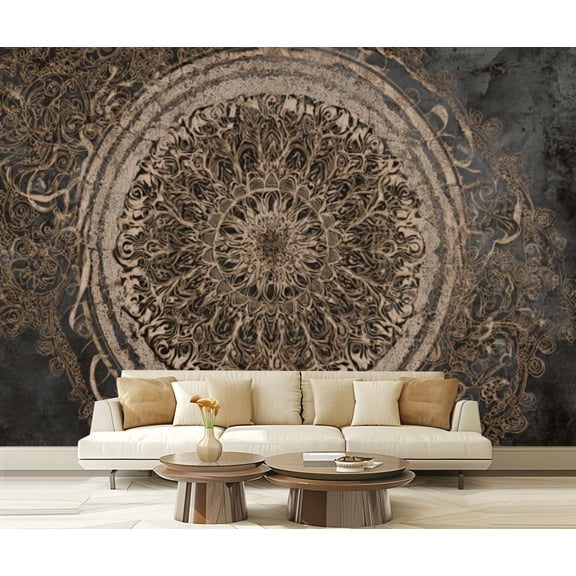 Wall Mural Peel and Stick Abstract Vintage Mandala Self-Adhesive Wallpaper Removable Wall Decal Wall Sticker Home Decor for Living Room Bedroom 100"x144"