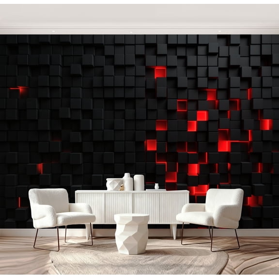 Wall Mural Peel and Stick Abstract cubes shape render Self-Adhesive Wallpaper Removable Wall Decal Wall Sticker Home Decor for Living Room Bedroom 69"x96"