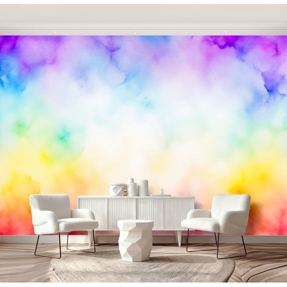 Wall Mural Peel and Stick Abstract rainbow Shaved Ice Snow Cone Texture watercolor slush snow Self-Adhesive Wallpaper Removable Wall Decal Wall Sticker Home Decor for Living Room Bedroom 69"x96"