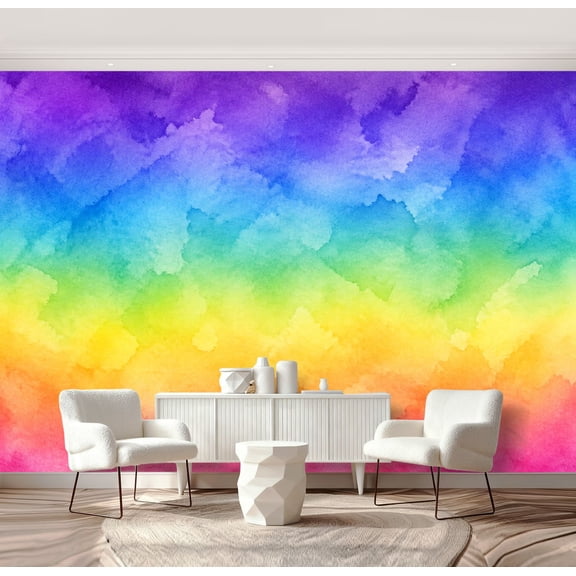 Wall Mural Peel and Stick Abstract rainbow Shaved Ice Snow Cone Texture watercolor slush snow Self-Adhesive Wallpaper Removable Wall Decal Wall Sticker Home Decor for Living Room Bedroom 69"x96"