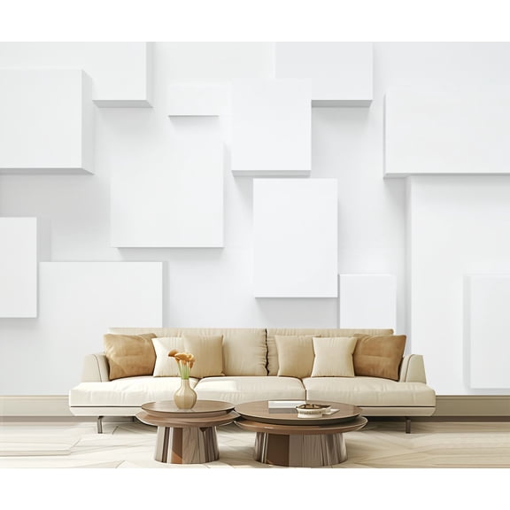 Wall Mural Peel and Stick Abstract white light wall texture geometric shape 3d rende for display Self-Adhesive Wallpaper Removable Wall Decal Wall Sticker Home Decor for Living Room Bedroom 100"x144"
