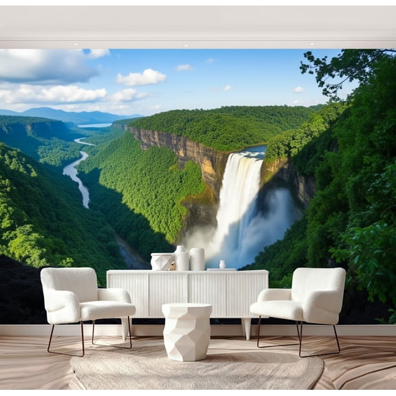 Wall Mural Peel and Stick Aerial view Kaieteur falls Guyana South America Self-Adhesive Wallpaper Removable Wall Decal Wall Sticker Home Decor for Living Room Bedroom 69"x96"