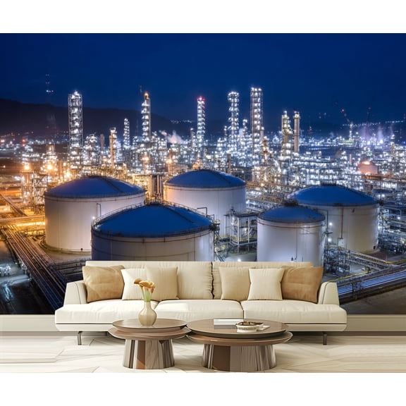 Wall Mural Peel and Stick Aerial view oil storage tank oil Oil Self-Adhesive Wallpaper Removable Wall Decal Wall Sticker Home Decor for Living Room Bedroom 100"x144"
