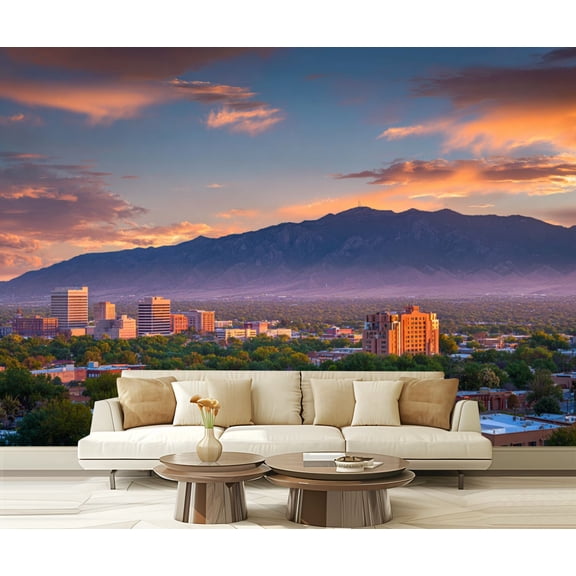 Wall Mural Peel and Stick Albuquerque Cityscape Self-Adhesive Wallpaper Removable Wall Decal Wall Sticker Home Decor for Living Room Bedroom 100"x144"