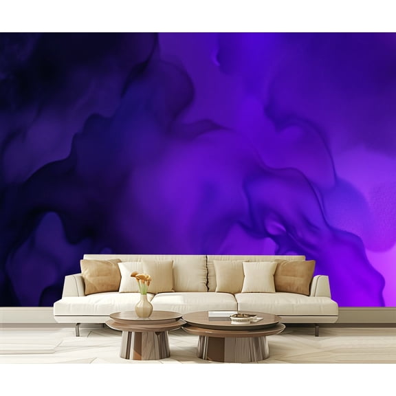 Wall Mural Peel and Stick Amazing Alcohol Ink Effect Posh Royal Purple Midnight Blue Colors Self-Adhesive Wallpaper Removable Wall Decal Wall Sticker Home Decor for Living Room Bedroom 100"x144"
