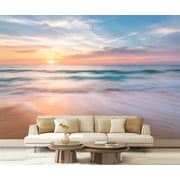 Wall Mural Peel and Stick Art blue water beach abstract home decor sea sand surf wave ocean Self-Adhesive Wallpaper Removable Wall Decal Wall Sticker Home Decor for Living Room Bedroom 100"x144"